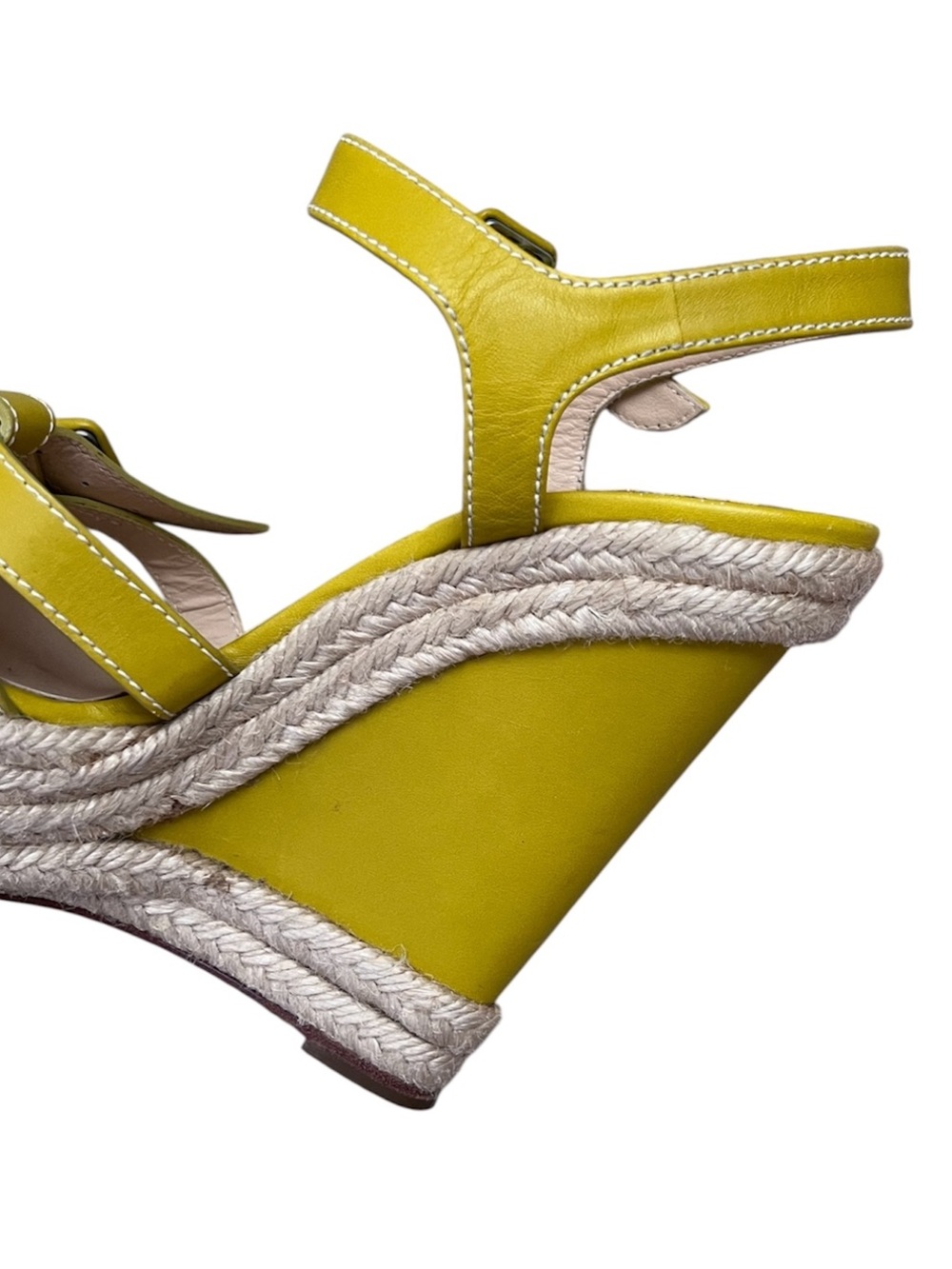 Christian Louboutin Zero Problem 140 Calf Rope Yellow Espadrilles Wedges Jute 38 - Picture 9 of 11